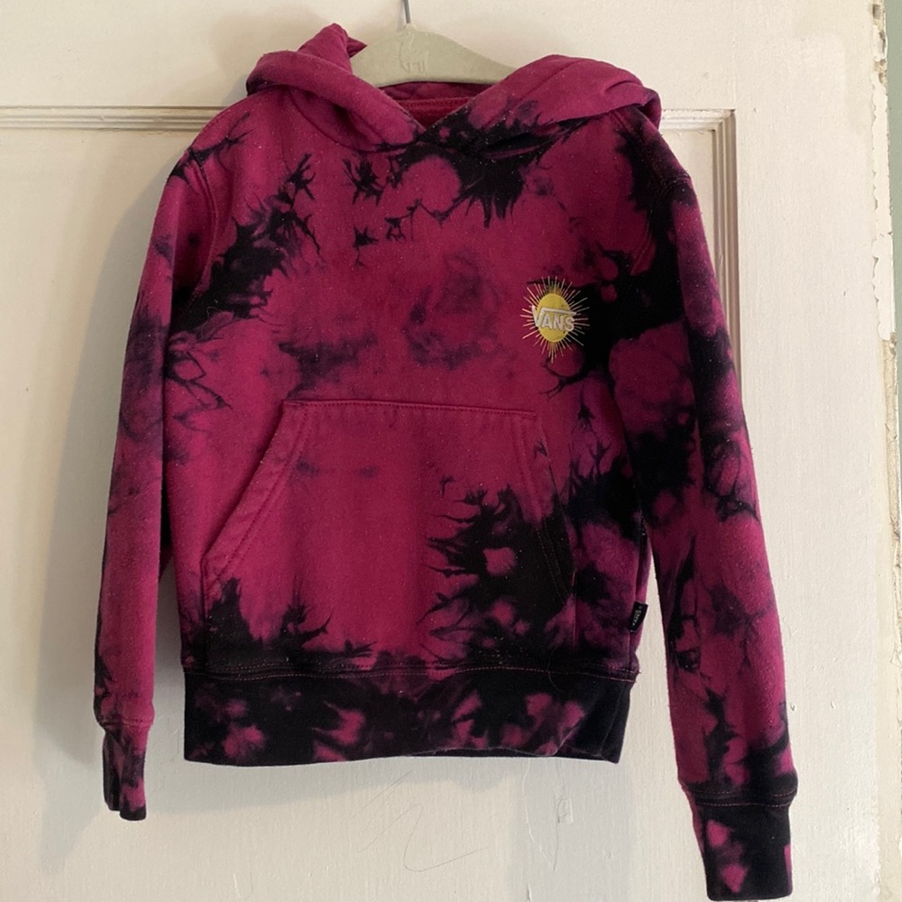 Vans Tie Dye hoodie toddler maroon and black with sunshine size 2T